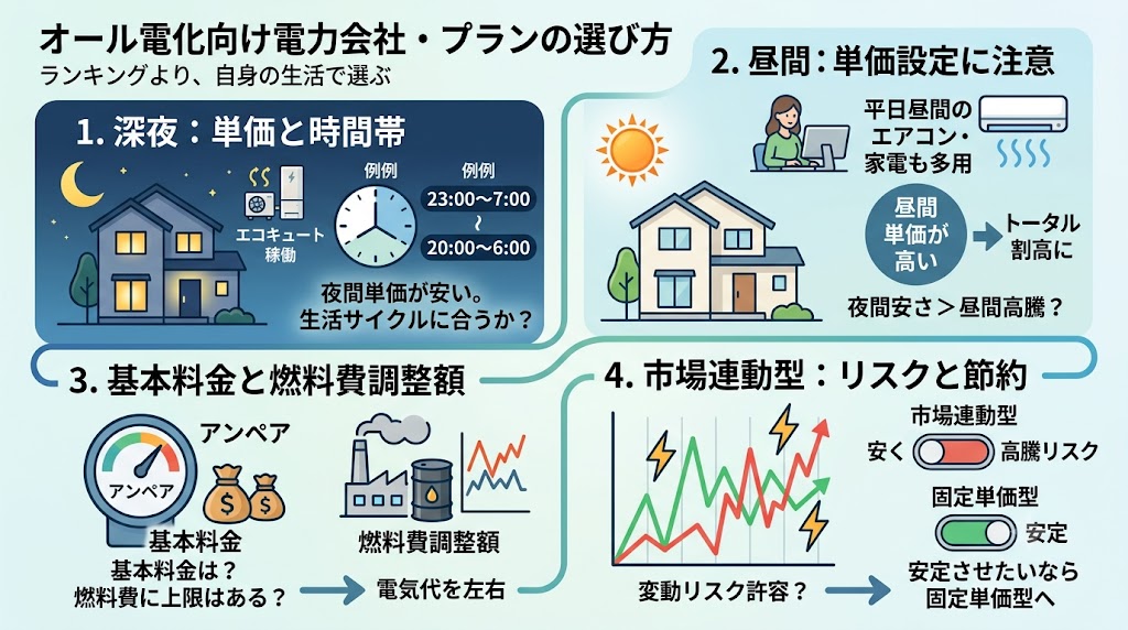 オール電化向け電力会社・プランの選び方