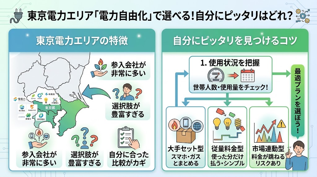 東京電力エリアは電力会社の選択肢が多い