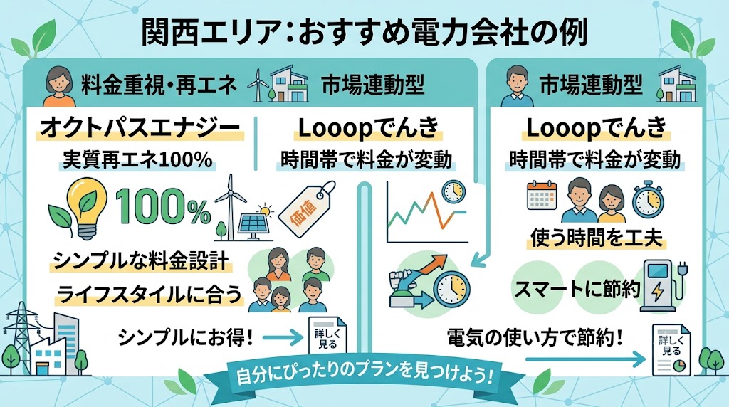 関西エリアで検討したい電力会社の例