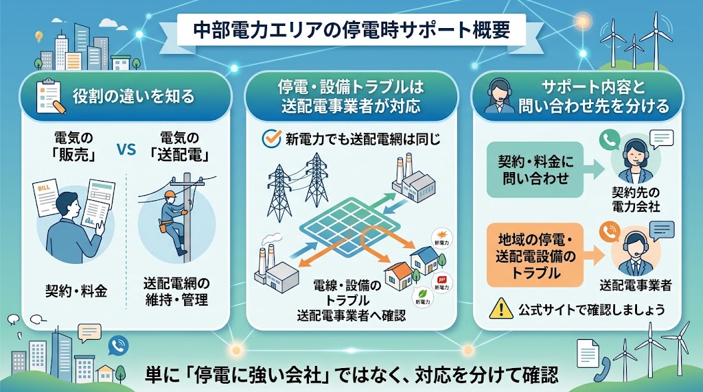中部電力エリアで停電したときのサポートはどうなる？