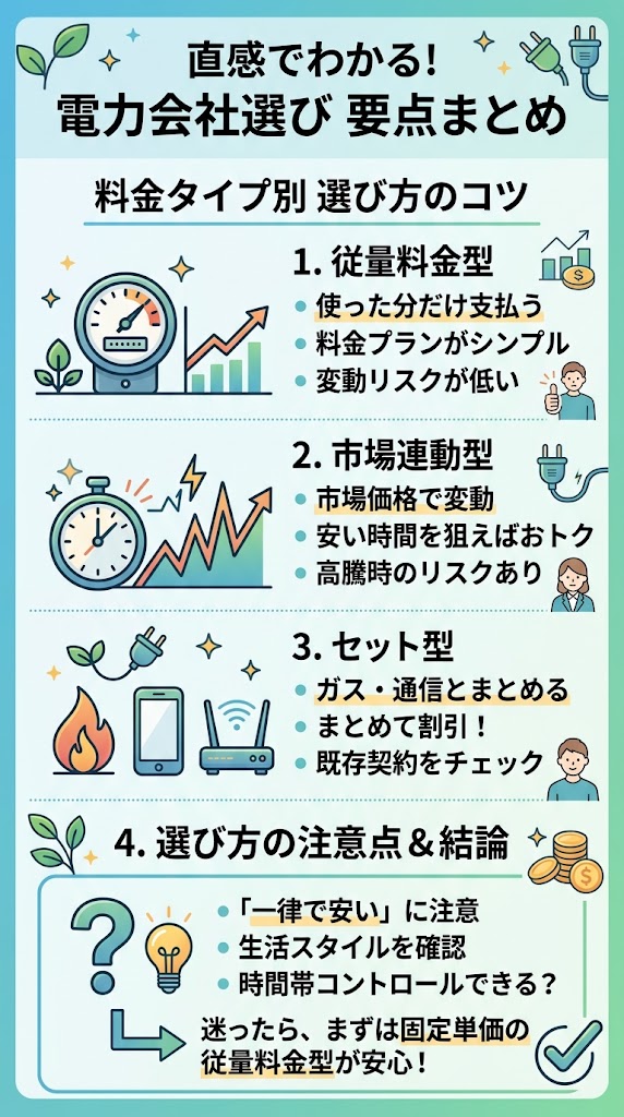 電力会社を料金タイプで選ぶ