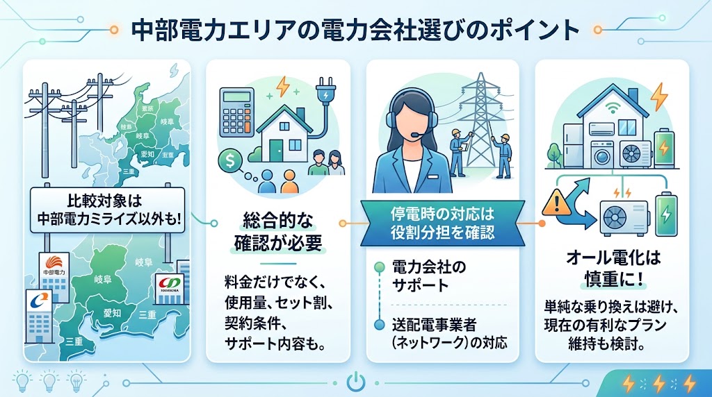 中部の電力会社おすすめ比較結論