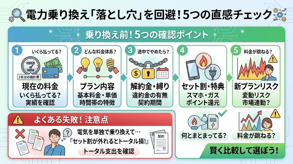 電力会社を乗り換える前に確認する5項目