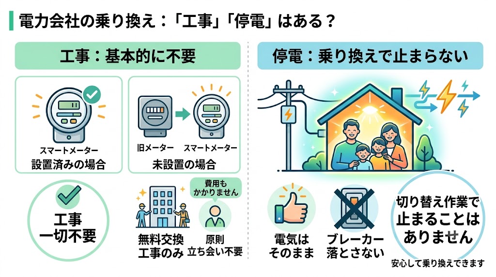 電力会社の乗り換えに工事や停電はある？