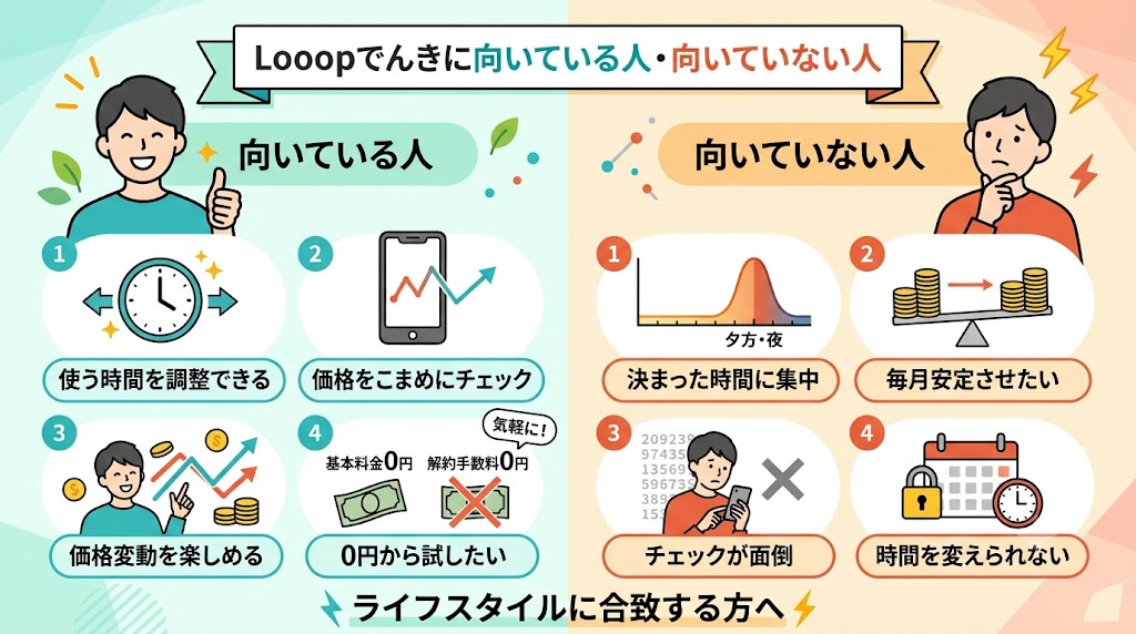 Looopでんきが向いている人・向いていない人
