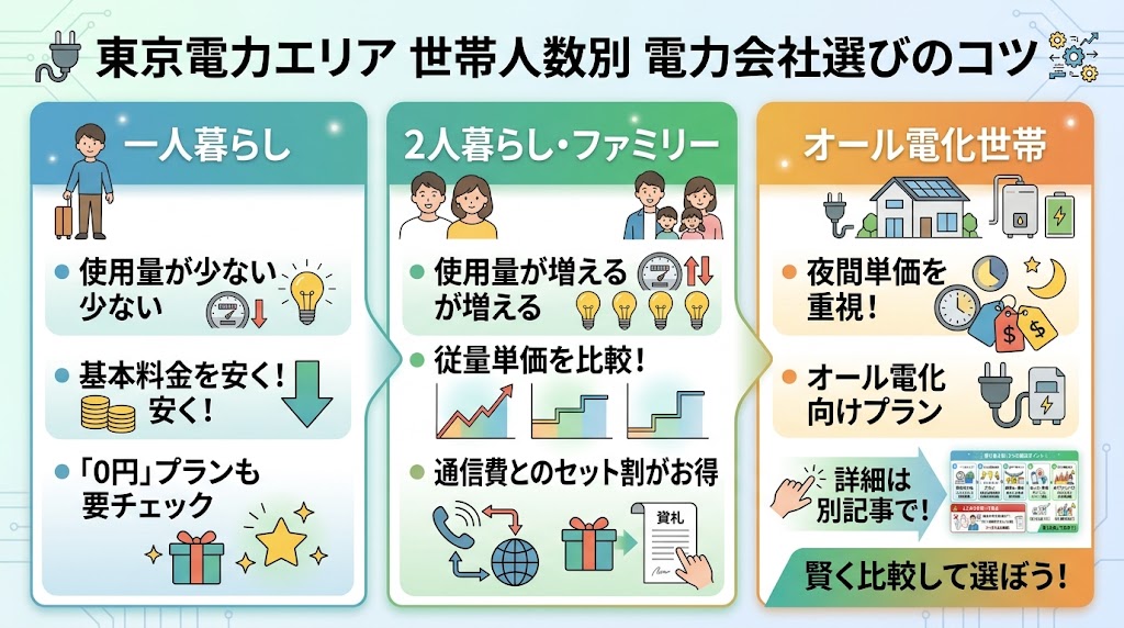 世帯人数別の選び方（東京電力エリア）