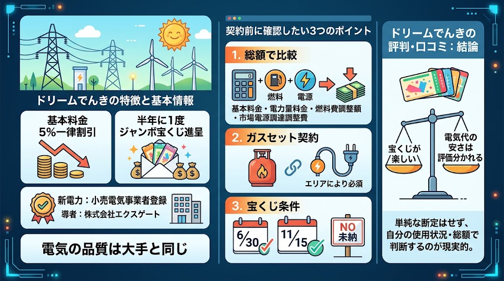 ドリームでんきの評判・口コミは？契約前に知っておきたい結論