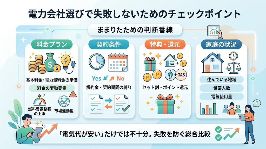 電力会社選びで失敗しないためのチェックポイント