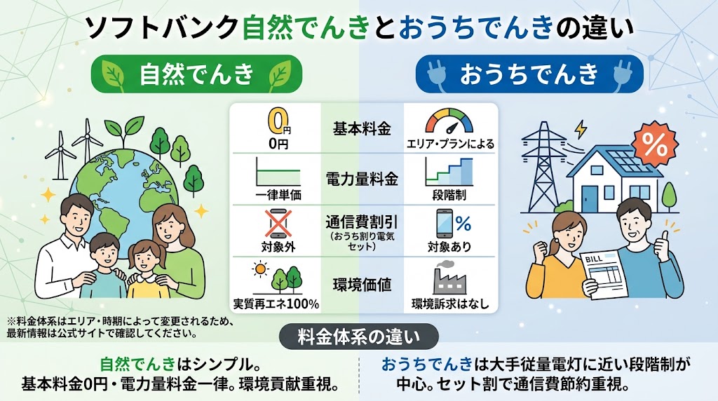 ソフトバンク自然でんきとおうちでんきの違い
